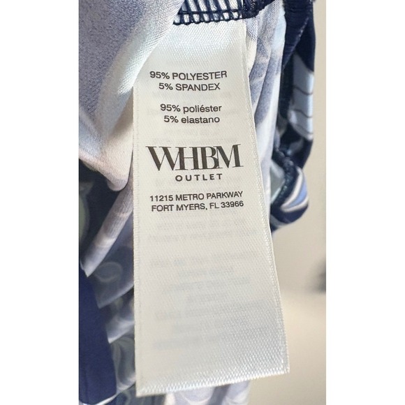 WHBM Floral Ruched Top Womens Size M Blue NWT Long Sleeve V-Neck Jersey - Picture 4 of 10